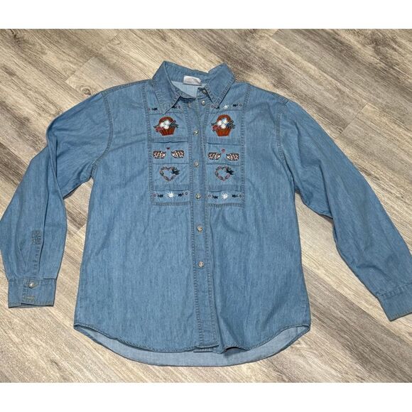 Betty‎ Barclay button down blouse denim vintage - Picture 1 of 10